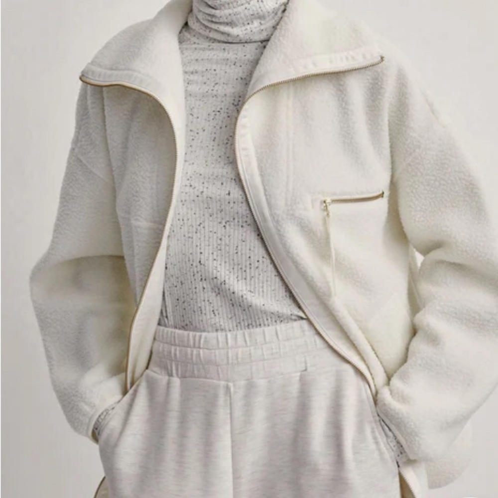 Varley Donley Fleece Zipper Jacket $158 sz M Egret